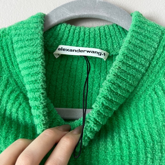 T By Alexander Wang Mockneck Long Sleeved Wool Green Sweater XS - Picture 9 of 12